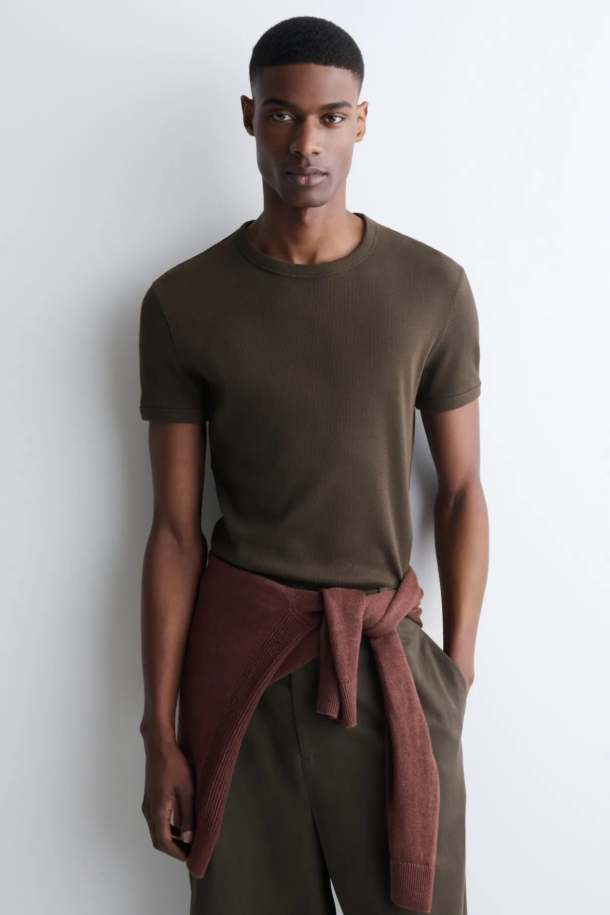 SLIM RIBBED COTTON T-SHIRT