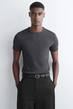 SLIM RIBBED COTTON T-SHIRT