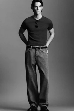 SLIM RIBBED COTTON T-SHIRT