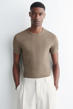 SLIM RIBBED COTTON T-SHIRT