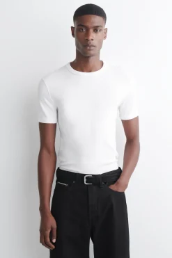 SLIM RIBBED COTTON T-SHIRT