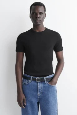 SLIM RIBBED COTTON T-SHIRT