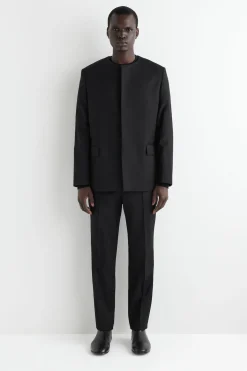 SLIM WOOL TAPERED PANTS