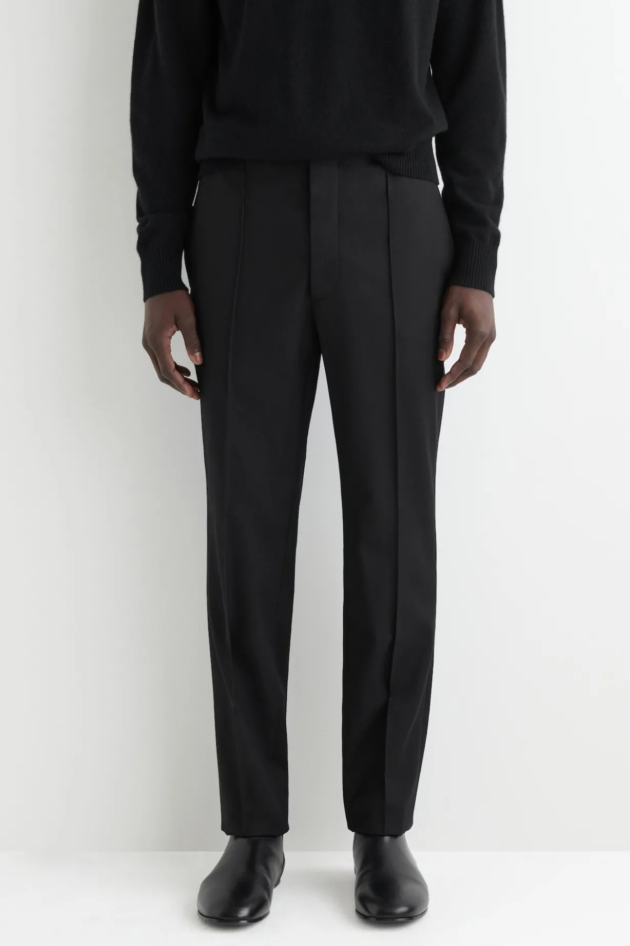 SLIM WOOL TAPERED PANTS