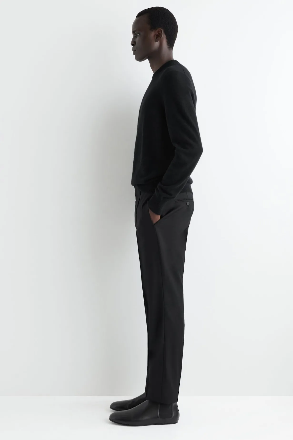 SLIM WOOL TAPERED PANTS