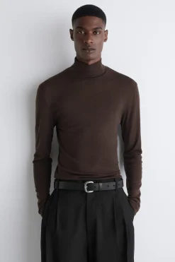 SLIM WOOL-JERSEY ROLLNECK TOP