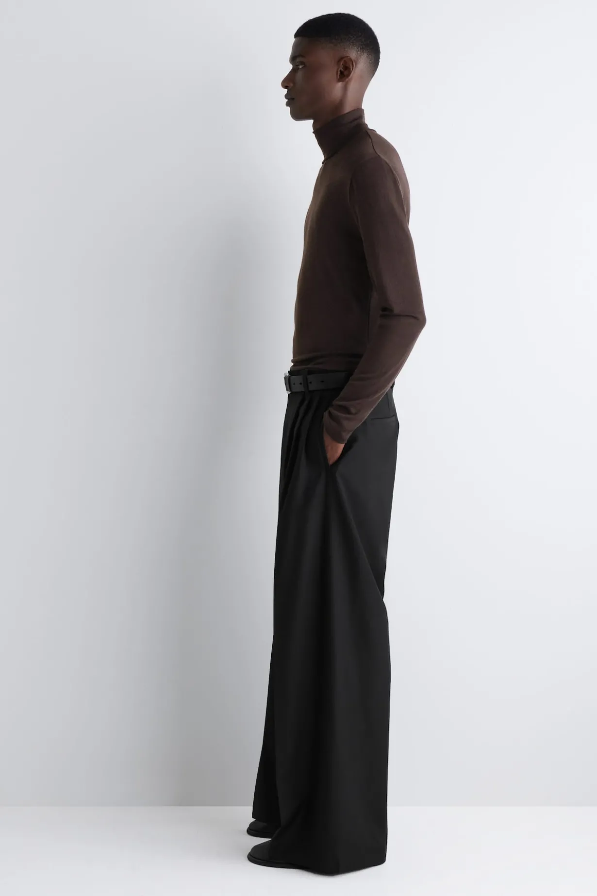 SLIM WOOL-JERSEY ROLLNECK TOP