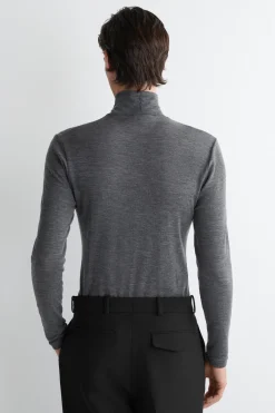 SLIM WOOL-JERSEY ROLLNECK TOP