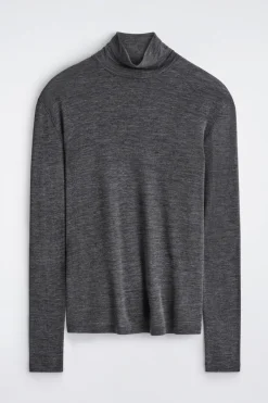 SLIM WOOL-JERSEY ROLLNECK TOP