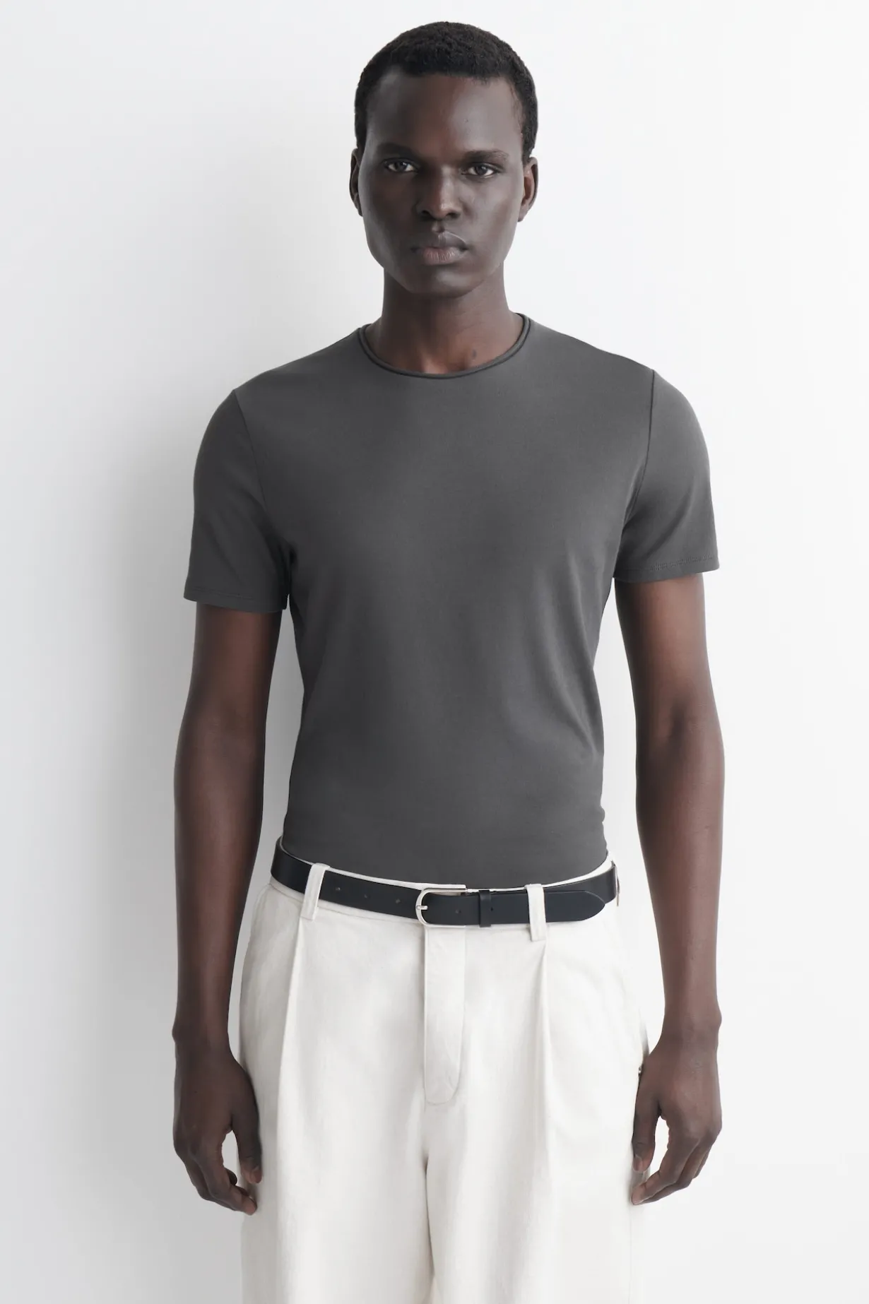 SLIM-FIT COTTON CREPE LIGHTWEIGHT T-SHIRT