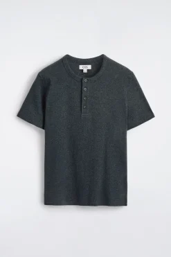 SLIM-FIT RIBBED HENLEY T-SHIRT