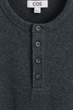 SLIM-FIT RIBBED HENLEY T-SHIRT
