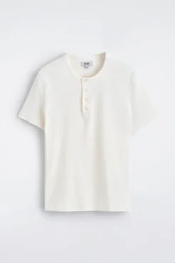 SLIM-FIT RIBBED HENLEY T-SHIRT