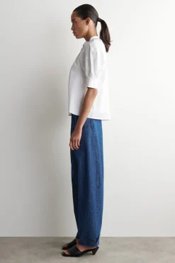 SMOCKED PUFF-SLEEVE BLOUSE