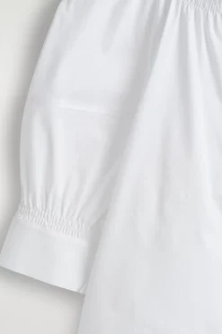 SMOCKED PUFF-SLEEVE BLOUSE