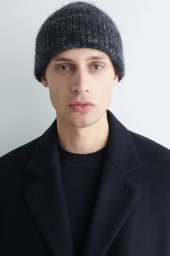 SPACE-DYED BRUSHED WOOL-BLEND BEANIE