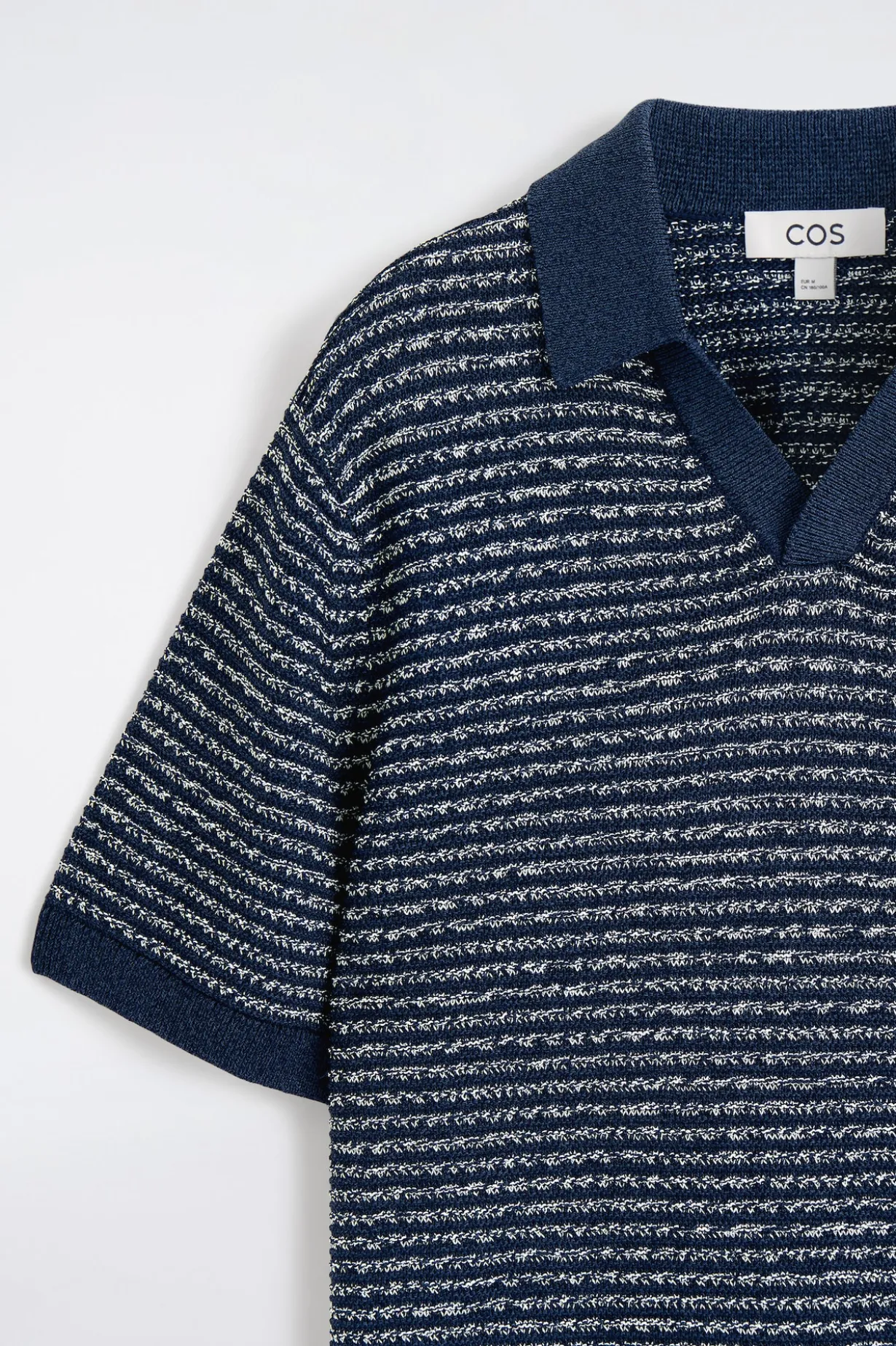 STRIPED OPEN-KNIT POLO SHIRT