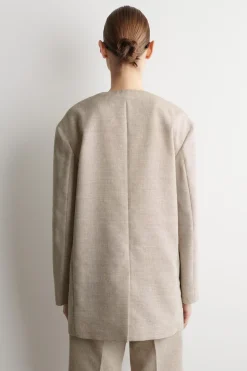 STRUCTURED COLLARLESS LINEN BLAZER