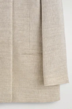 STRUCTURED COLLARLESS LINEN BLAZER