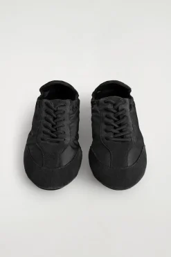SUEDE-NYLON BALLET SNEAKERS