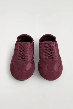 SUEDE-NYLON BALLET SNEAKERS