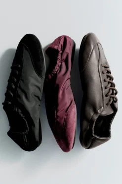 SUEDE-NYLON BALLET SNEAKERS
