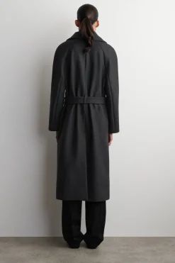 TAILORED BELTED WOOL-TWILL COAT