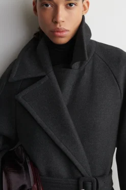 TAILORED BELTED WOOL-TWILL COAT