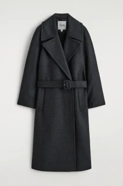TAILORED BELTED WOOL-TWILL COAT