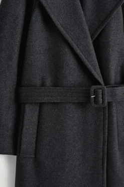 TAILORED BELTED WOOL-TWILL COAT