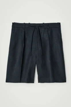 TAILORED DRAWSTRING LINEN SHORTS