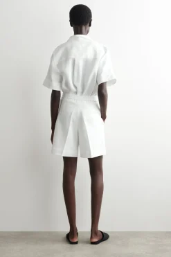 TAILORED ELASTICATED LINEN SHORTS
