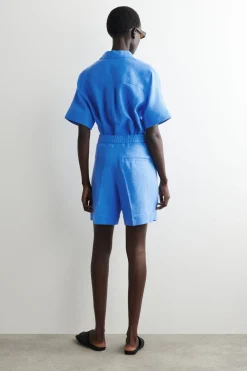 TAILORED ELASTICATED LINEN SHORTS