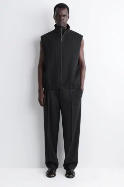 TAILORED FUNNEL-NECK WOOL VEST