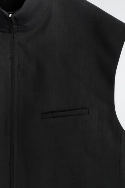 TAILORED FUNNEL-NECK WOOL VEST