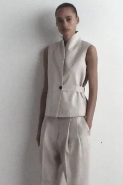 TAILORED LINEN TULIP PANTS