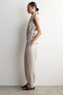TAILORED LINEN TULIP PANTS