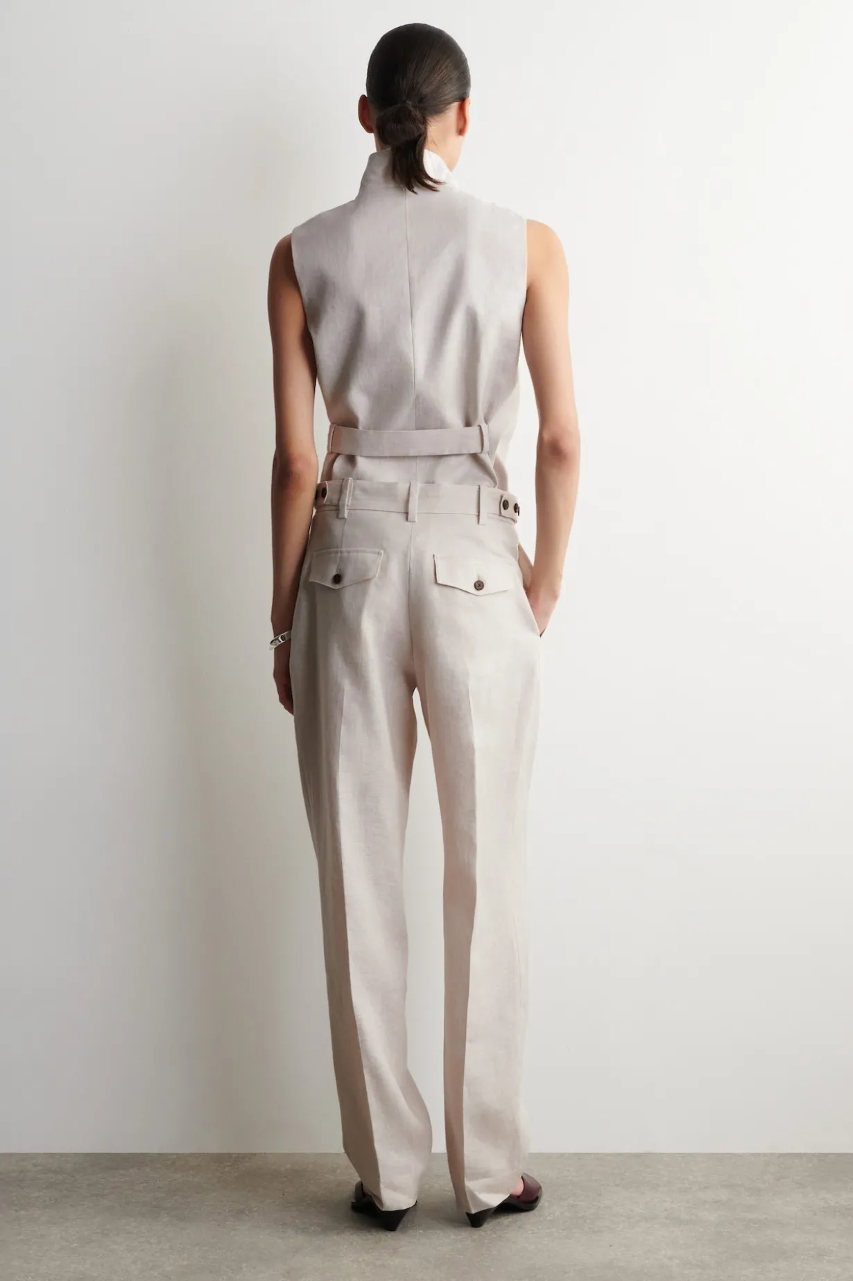 TAILORED LINEN TULIP PANTS