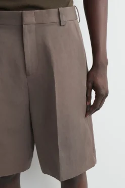 TAILORED LINEN-BLEND SHORTS
