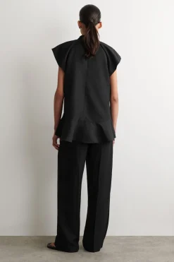 TAILORED LINEN-BLEND STRAIGHT-LEG PANTS