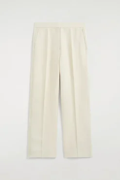 TAILORED LINEN-BLEND STRAIGHT-LEG PANTS