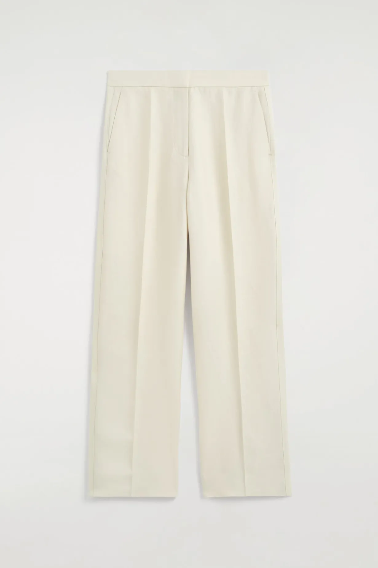 TAILORED LINEN-BLEND STRAIGHT-LEG PANTS