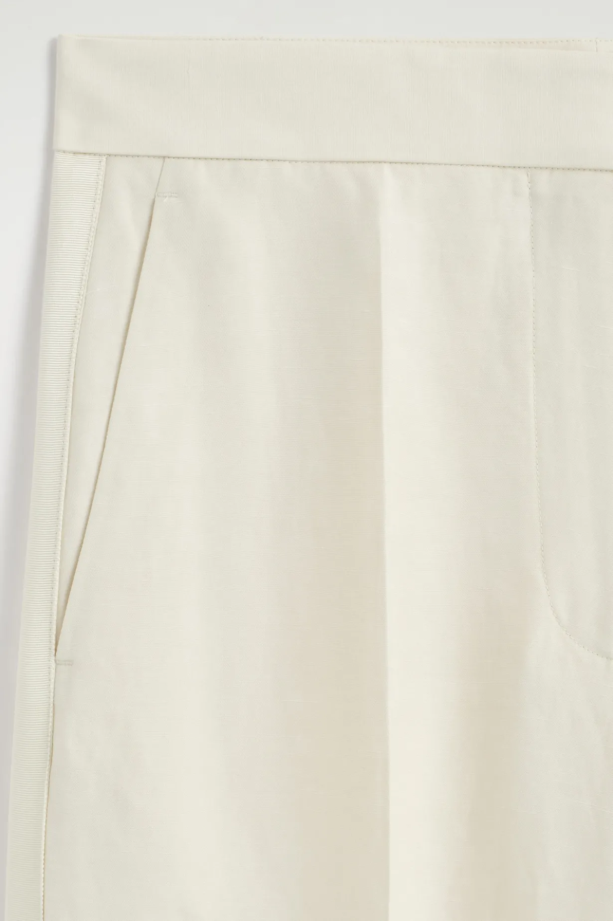 TAILORED LINEN-BLEND STRAIGHT-LEG PANTS