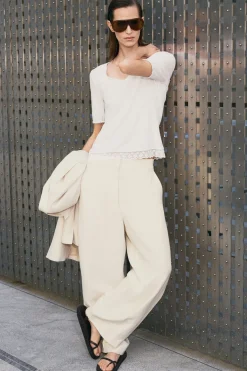 TAILORED LINEN-BLEND STRAIGHT-LEG PANTS