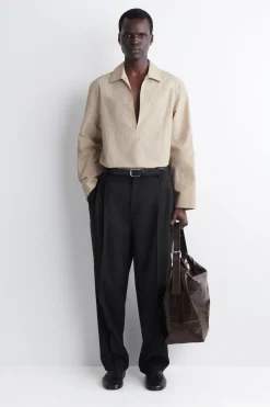 TAILORED OPEN-COLLAR NYLON SHIRT