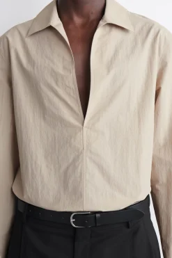 TAILORED OPEN-COLLAR NYLON SHIRT