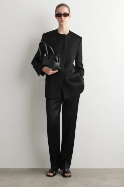 TAILORED SATIN STRAIGHT-LEG PANTS