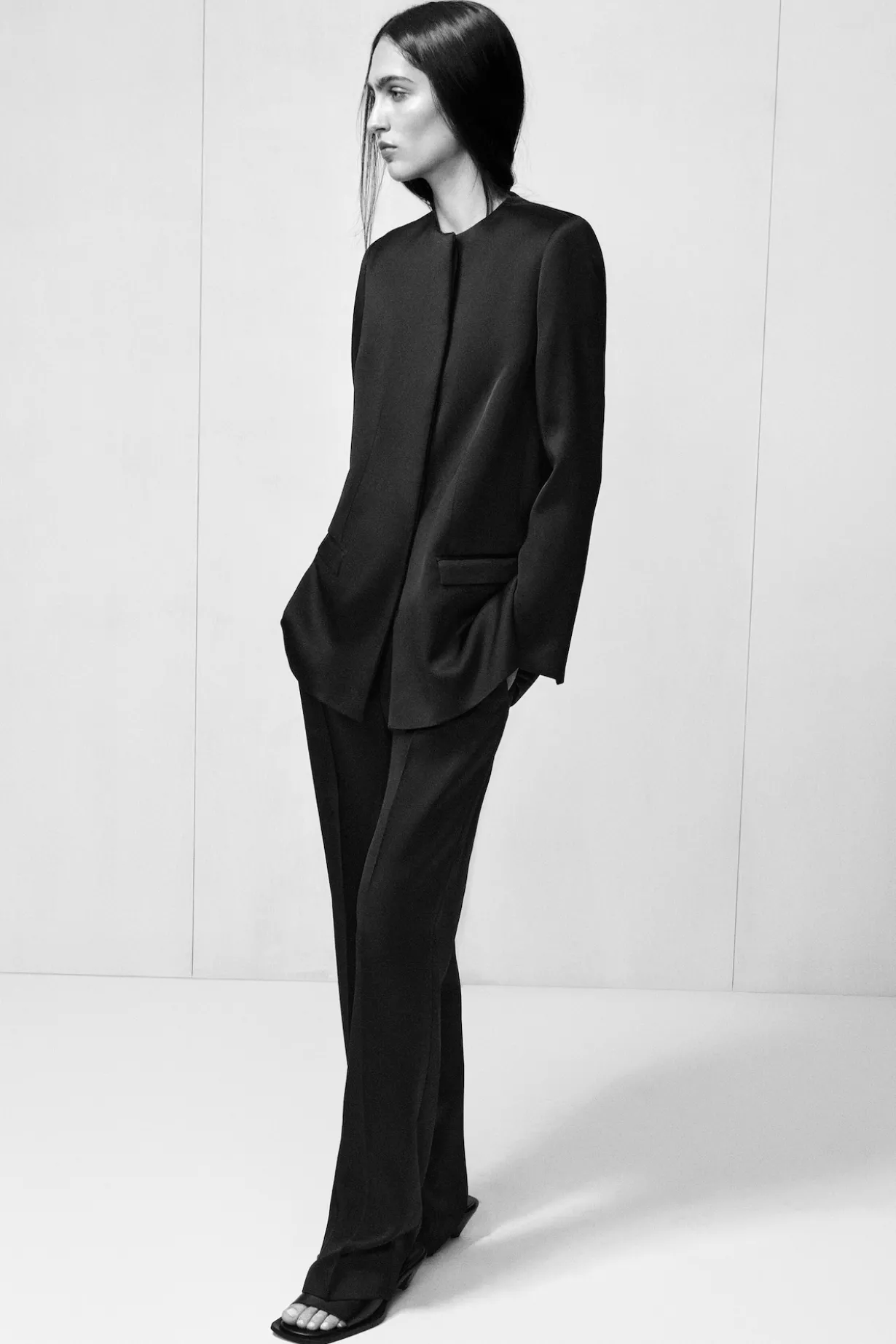 TAILORED SATIN STRAIGHT-LEG PANTS