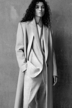 TAILORED WOOL-TWILL LONG COAT