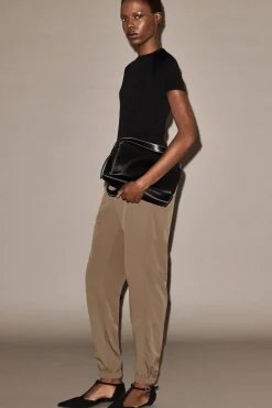 TECHNICAL NYLON BARREL-LEG PANTS